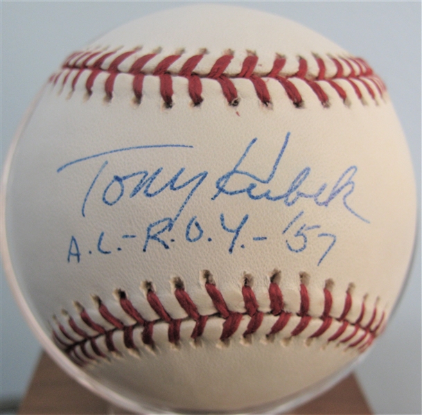 TONY KUBEK A.L. R.O.Y. 57 SIGNED BASEBALL w/CAS COA