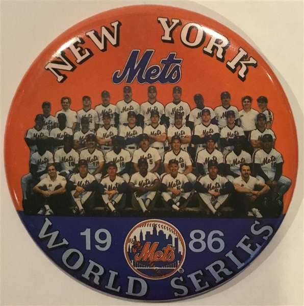1986 NEW YORK METS WORLD SERIES TEAM PHOTO PIN