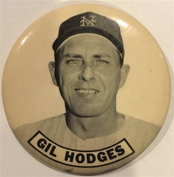 60's GIL HODGES N.Y. METS LARGE-SIZED PIN