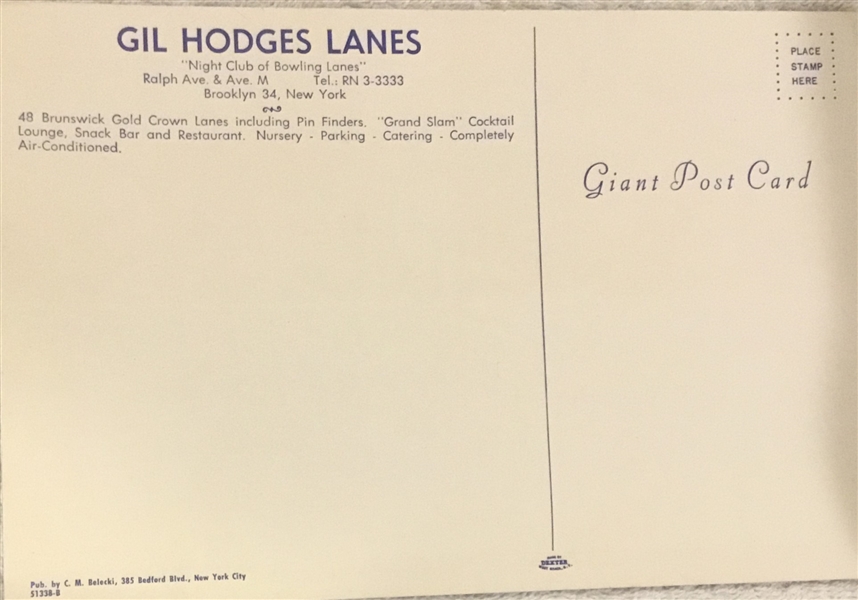 60's GIL HODGES LARGE-SIZED POST CARD