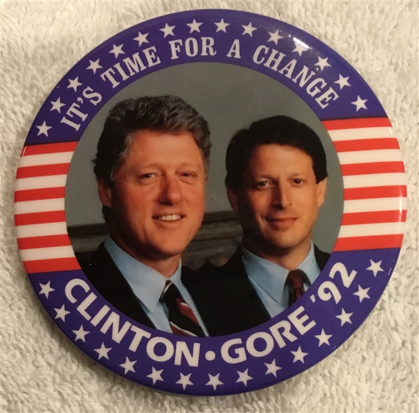 1992 CLINTON / GORE PRESIDENTIAL CAMPAIGN PIN