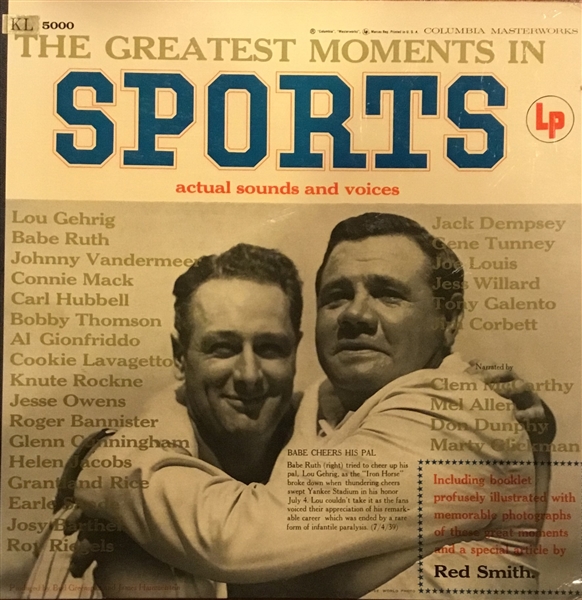 50's THE GREATEST MOMENTS IN SPORTS RECORD ALBUM- RUTH/GEHRIG COVER