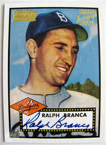 RALPH BRANCA BASEBALL LEGENDS SIGNED CARD - TOPPS AUTHENTICATED