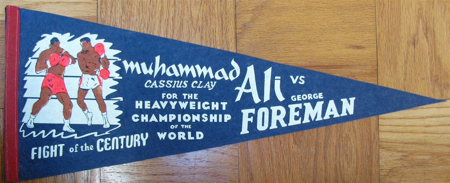 1974 MUHAMMAD ALI vs GEORGE FOREMAN HEAVYWEIGHT CHAMPIONSHIP PENNANT