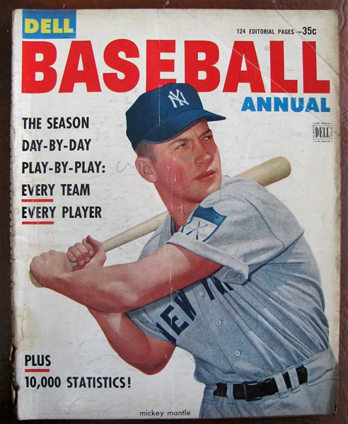 1953 DELL BASEBALL MAGAZINE w/MICKEY MANTLE COVER