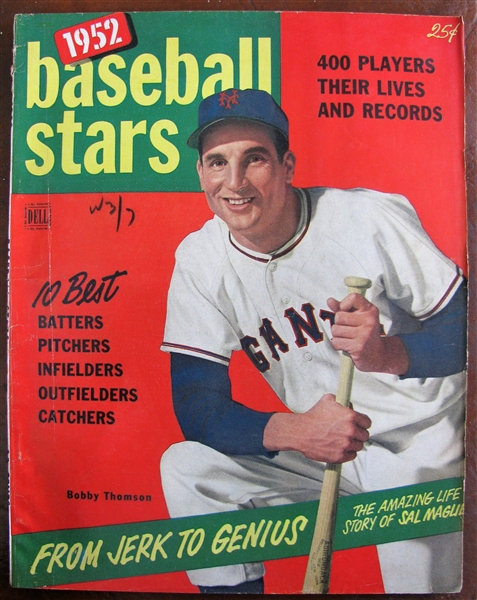 1952 BASEBALL STARS YEARBOOK MAGAZINE w/BOBBY THOMSON COVER
