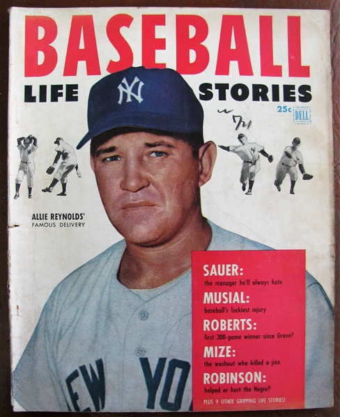 1953 BASEBALL LIFE STORIES MAGAZINE w/REYNOLDS COVER