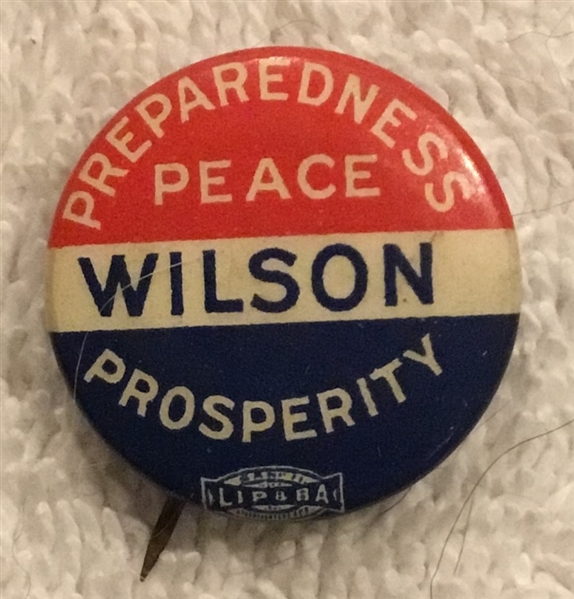 VINTAGE WOODROW WILSON PRESIDENTIAL CAMPAIGN PIN