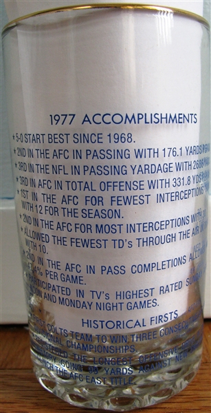 1978 BALTIMORE COLTS AFC EASTERN DIVISION CHAMPS DRINKING GLASS 