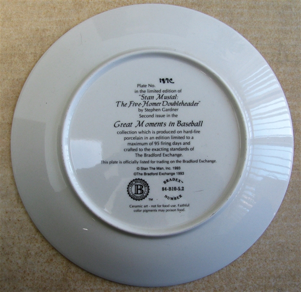 STAN MUSIAL THE FIVE HOMER DOUBLEHEADER BRADFORD EXCHANGE PLATE