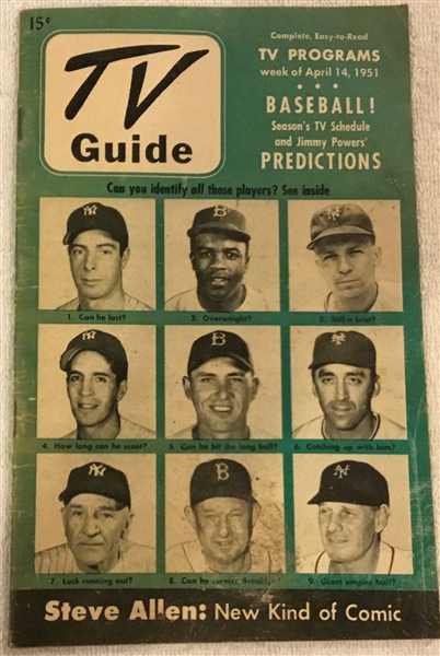 1951 T.V. GUIDE w/DODGER, YANKEES, & GIANTS PLAYERS ON COVER