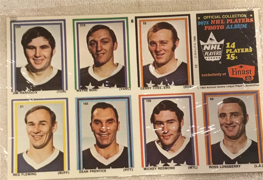 1970-71 EDDIE SARGENT/FINAST NHL PLAYER STAMPS SEALED PACK w/CHEEVERS