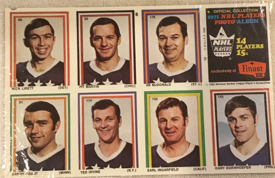 1970-71 EDDIE SARGENT/FINAST NHL PLAYER STAMPS SEALED PACK w/CHEEVERS
