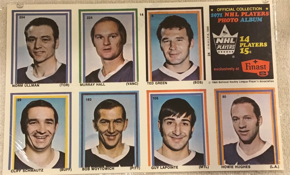 1970-71 EDDIE SARGENT/FINAST NHL PLAYER STAMPS SEALED PACK w/ULLMAN & HORTON
