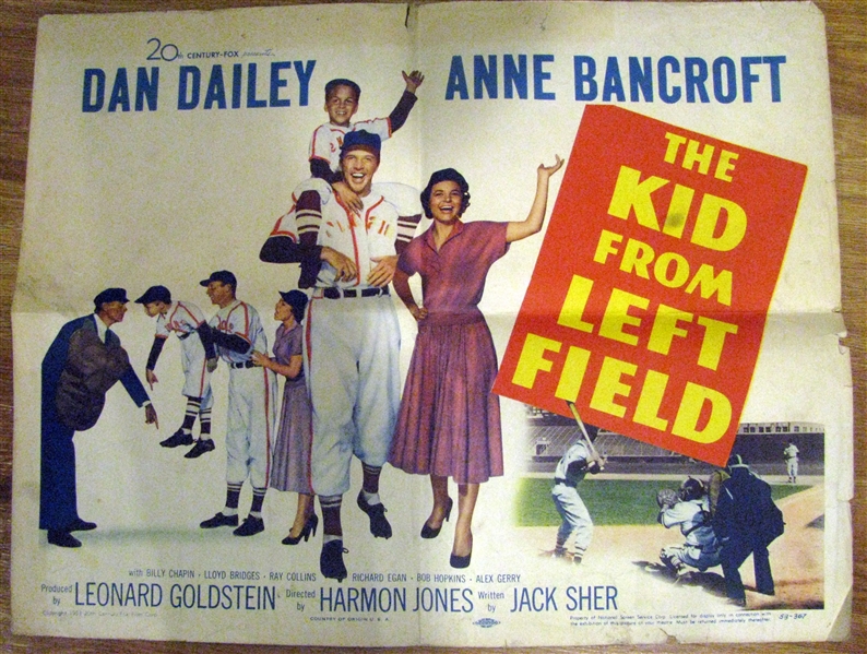 1953 THE KID FROM LEFT FIELD MOVIE POSTER