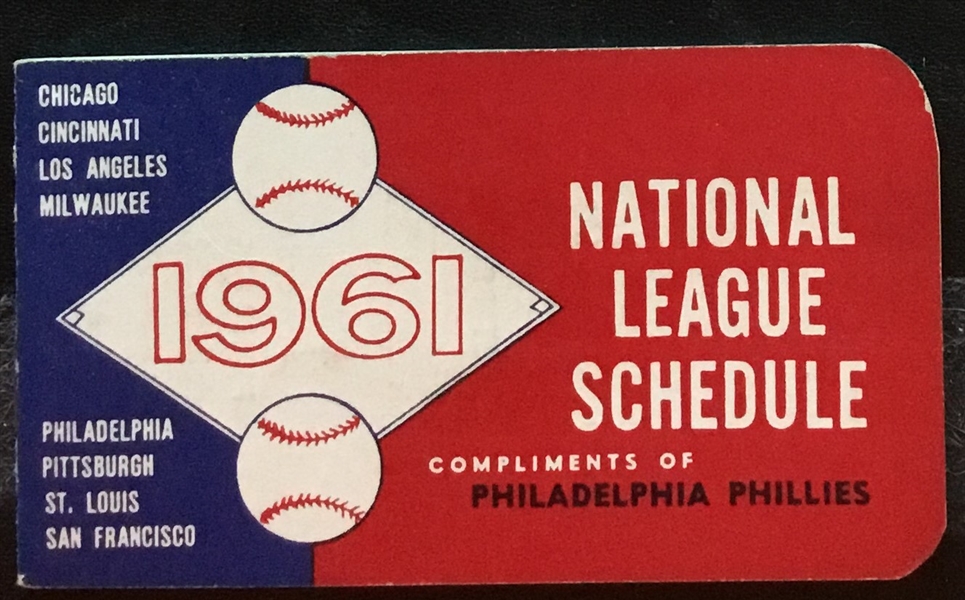 1961 NATIONAL LEAGUE SCHEDULE BOOKLET- PHILLIES ISSUE