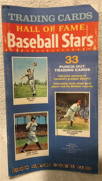 1961 GOLDEN FUNTIME HALL OF FAME BASEBALL TRADING CARDS - UNPUNCHED