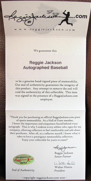 REGGIE JACKSON #44 SIGNED BASEBALL w/REGGIE JACKSON COA