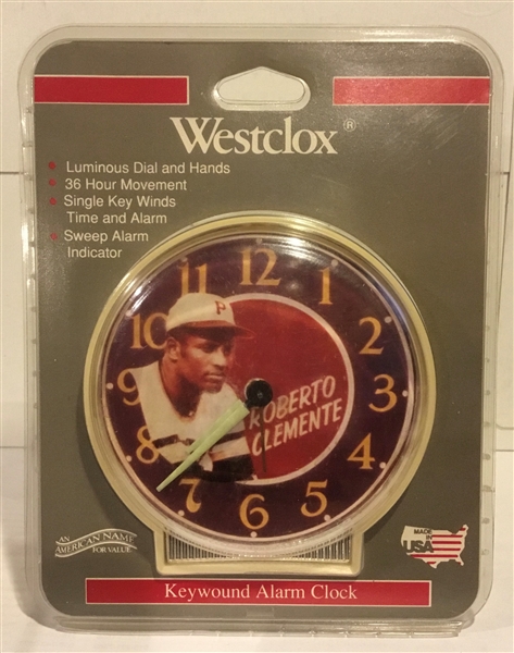 ROBERTO CLEMENTE KEY-WOUND ALARM CLOCK - SEALED IN PACKAGE