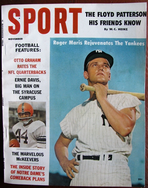 1960 SPORT MAGAZINE w/ ROGER MARIS & ERNIE DAVIS ON COVER