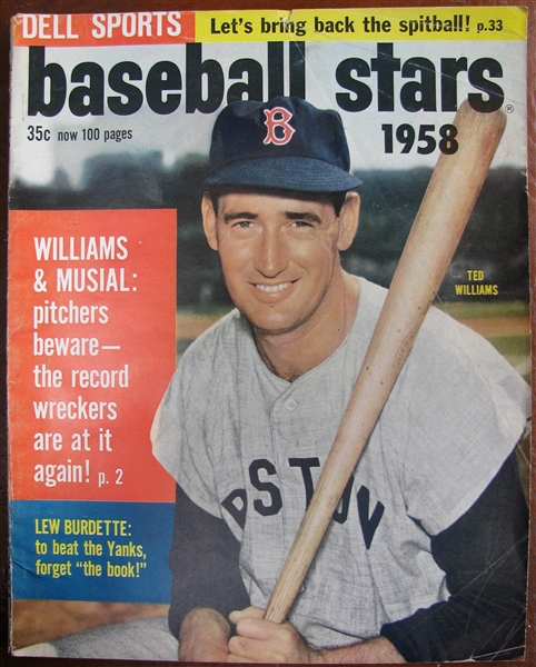 1958 BASEBALL STARS MAGAZINE w/ TED WILLIAMS COVER