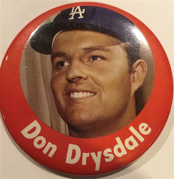 1965 DON DRYSDALE  WORLD SERIES PIN- COLOR VERSION