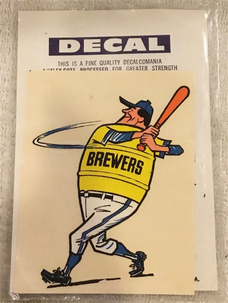 VINTAGE MILWAUKEE BREWERS MASCOT DECAL - SEALED IN PACKAGE