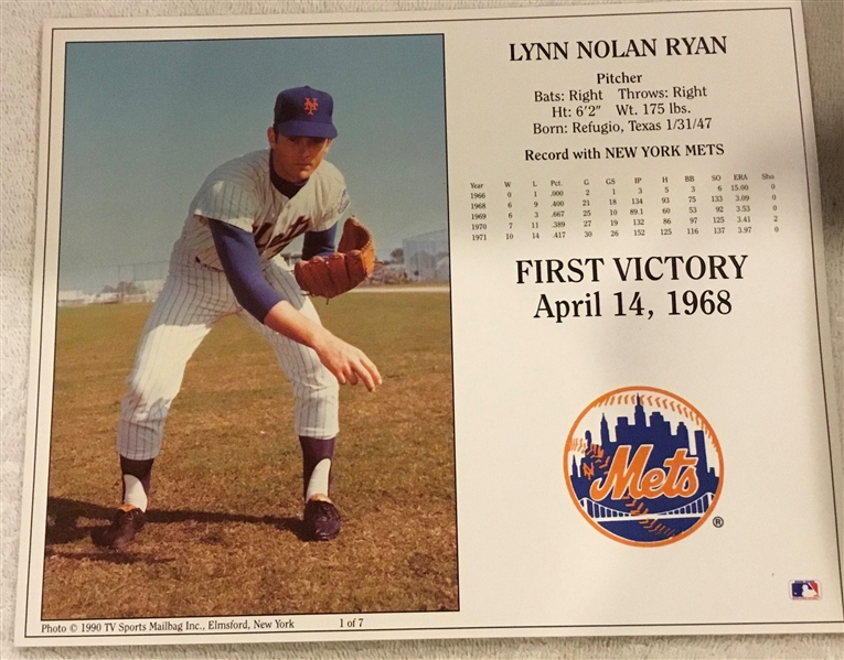 1990 NOLAN RYAN LOBBY CARD STYLE PHOTOS - 7
