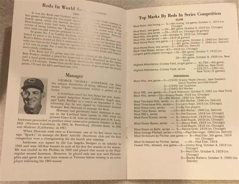 1970 WORLD SERIES NATIONAL LEAGUE MEDIA GUIDE- REDS CHAMPIONS
