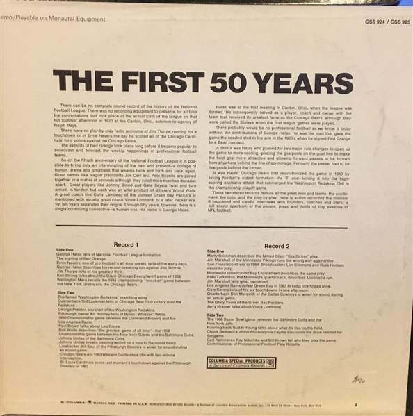 1970 THE FIRST 50 YEARS OF THE NFL RECORD ALBUM