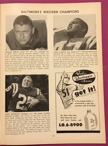 1959 NFL CHAMPIONSHIP PROGRAM - COLTS vs GIANTS 