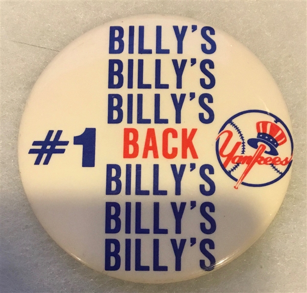 VINTAGE NEW YORK YANKEES BILLY's BACK PIN