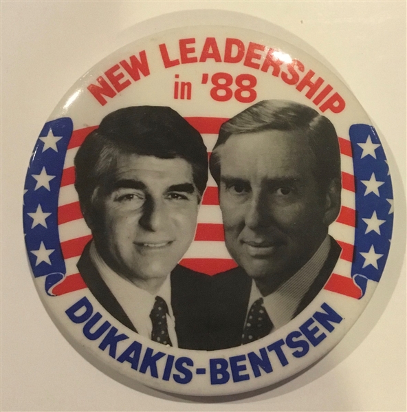 1988 DUKAKIS / BENTSEN PRESIDENTIAL CAMPAIGN PIN