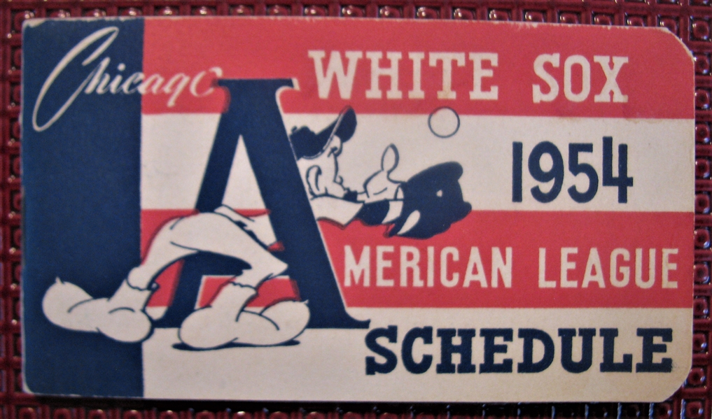 1954 AMERICAN LEAGUE POCKET SCHEDULE - CHICAGO WHITE SOX ISSUE