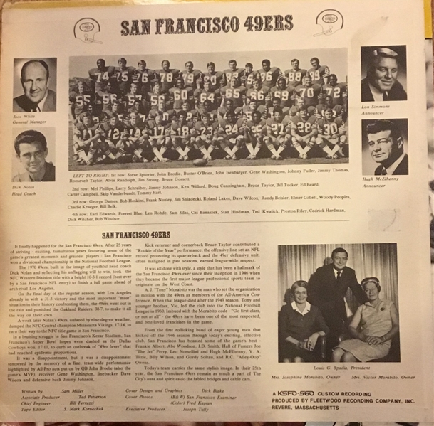 1970 SAN FRANCISCO 49'ers RECORD ALBUM
