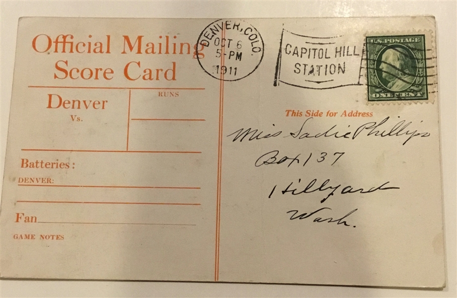 VINTAGE 1911 DENVER BEARS WESTERN LEAGUE CHAMPIONS POST CARD