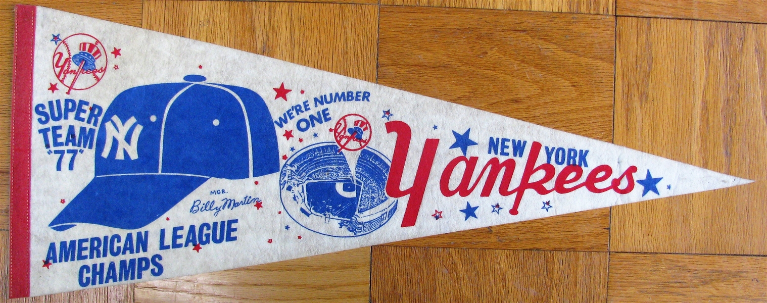 1977 NEW YORK YANKEES AMERICAN LEAGUE CHAMPIONS PENNANT