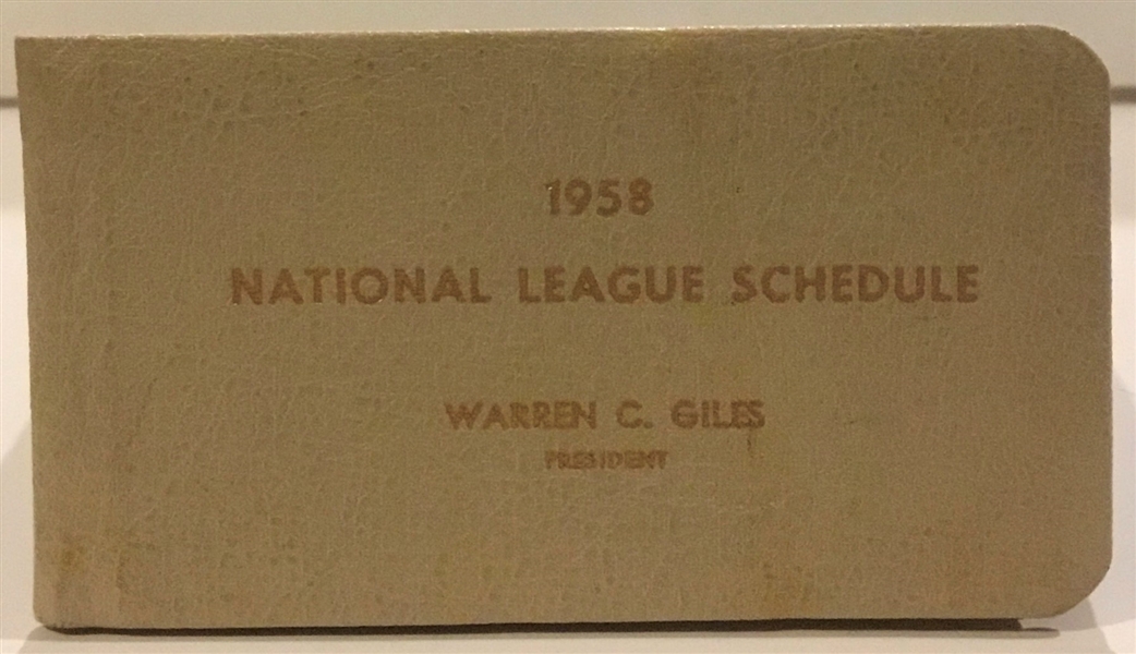 1958 NATIONAL LEAGUE SCHEDULE BOOKLET