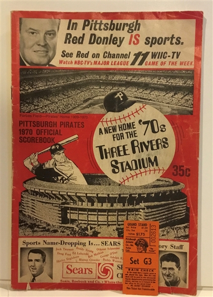 1970 PITTSBURGH PIRATES PROGRAM & STUB - LAST GAME EVER AT FORBES FIELD