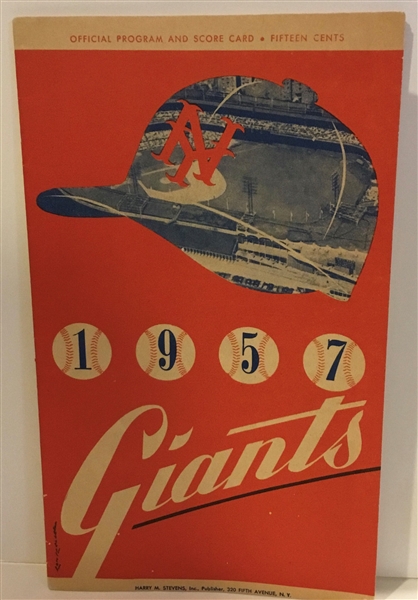 1957 N.Y. GIANTS vs STL. CARDINALS PROGRAM- LAST YEAR @ POLO GROUNDS