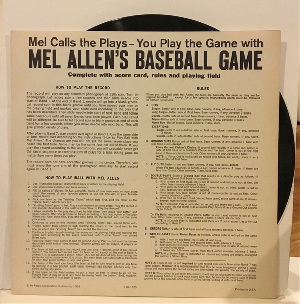 50's MEL ALLEN'S BASBEALL GAME / RECORD ALBUM