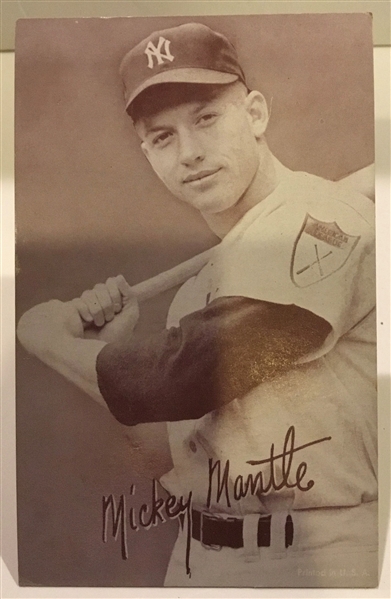 VINTAGE MICKEY MANTLE EXHIBIT CARD w/1951 UNIFORM