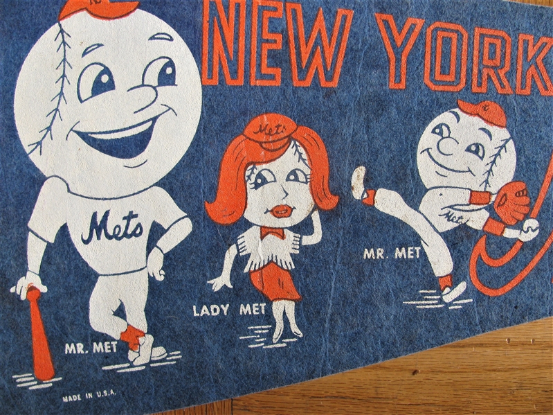 60's NEW YORK METS PENNANT w/MR. & LADY MET
