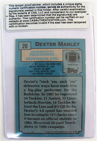 DEXTER MANLEY SIGNED TOPPS FOOTBALL CARD /CAS AUTHENTICATED