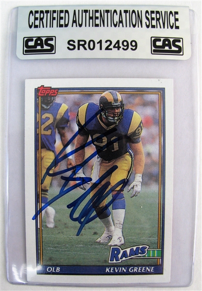 KEVIN GREENE SIGNED TOPPS FOOTBALL CARD /CAS AUTHENTICATED 