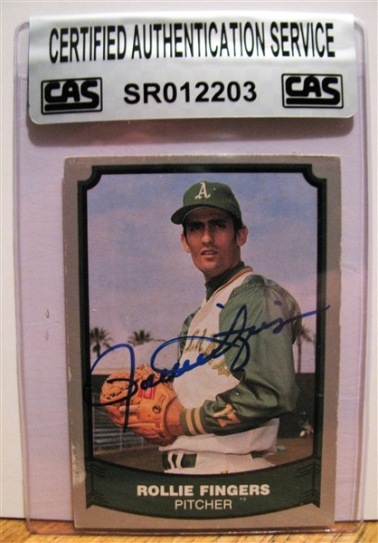 ROLLIE FINGERS SIGNED BASEBALL CARD /CAS AUTHENTICATED
