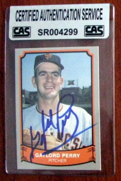 GAYLORD PERRY  SIGNED BASEBALL CARD  w/CAS