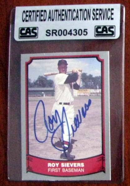 ROY SIEVERS SIGNED BASEBALL CARD w/CAS