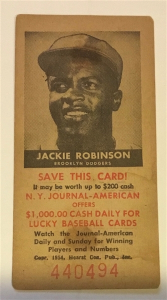 1954 JACKIE ROBINSON JOURNAL-AMERICAN BROOKLYN DODGERS SCHEDULE