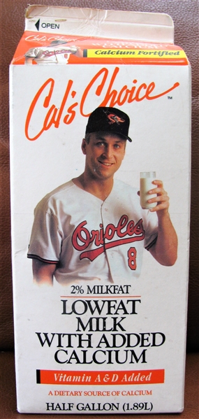 VINTAGE CAL RIPKEN JR. ONE HALF GALLON MILK CONTAINER